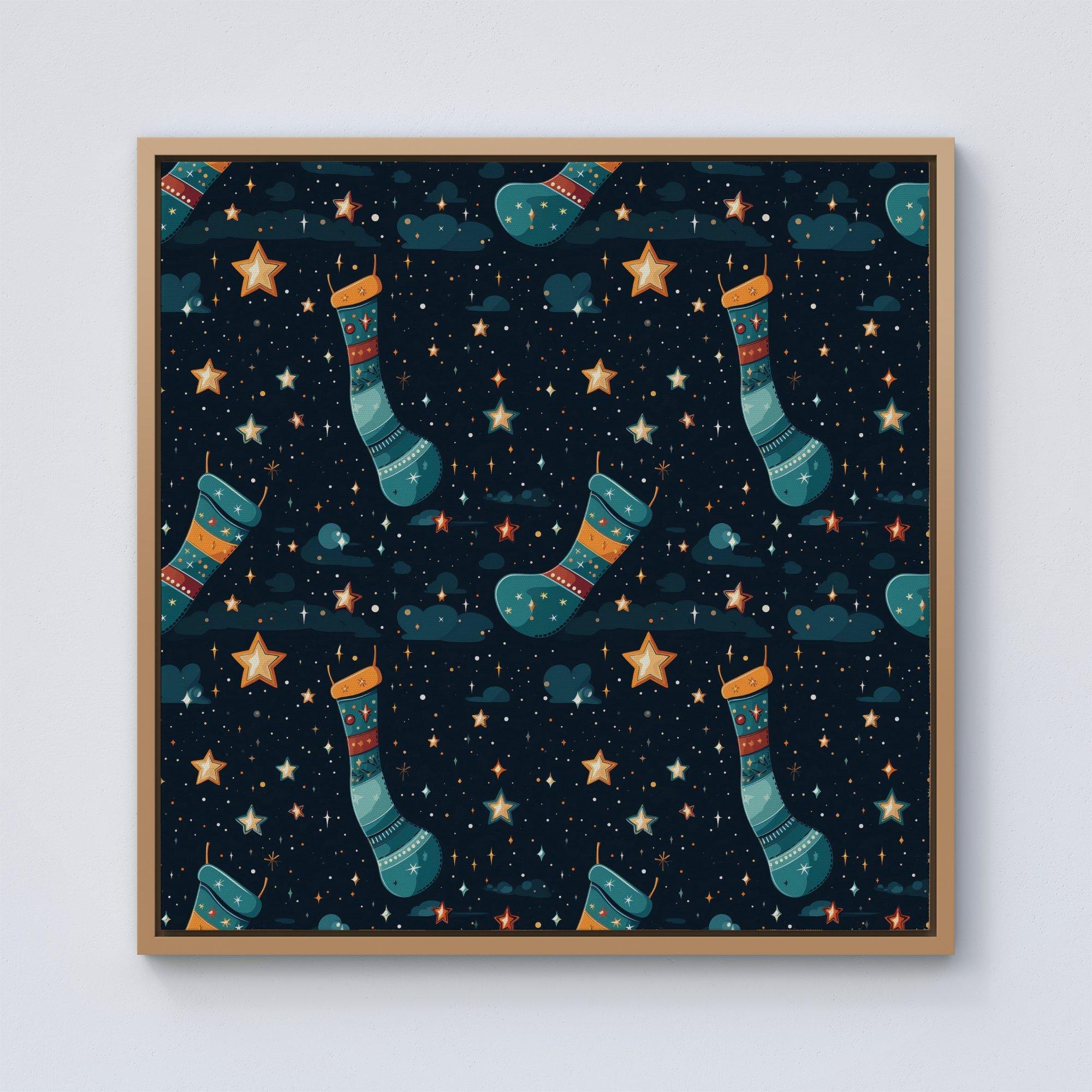 Christmas Stocking In A Starry Night Sky Framed Canvas